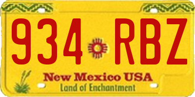 NM license plate 934RBZ