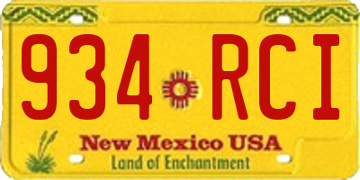 NM license plate 934RCI