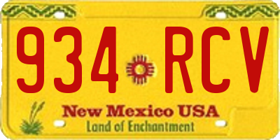 NM license plate 934RCV
