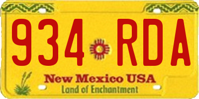 NM license plate 934RDA