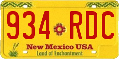 NM license plate 934RDC