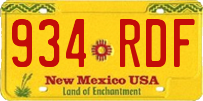 NM license plate 934RDF