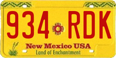 NM license plate 934RDK
