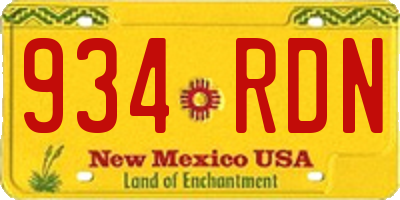 NM license plate 934RDN