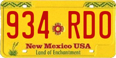 NM license plate 934RDO