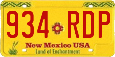 NM license plate 934RDP