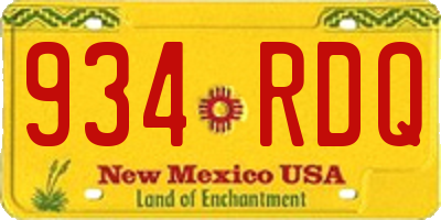 NM license plate 934RDQ
