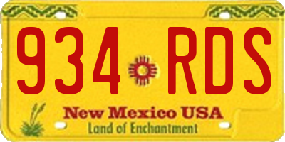 NM license plate 934RDS