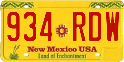 NM license plate 934RDW