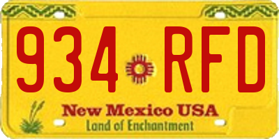 NM license plate 934RFD