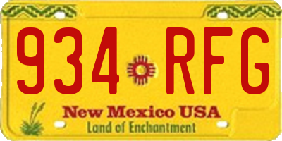 NM license plate 934RFG