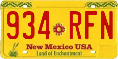 NM license plate 934RFN