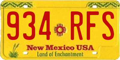 NM license plate 934RFS