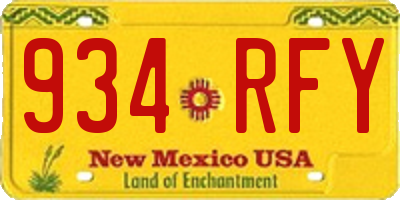 NM license plate 934RFY