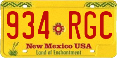 NM license plate 934RGC