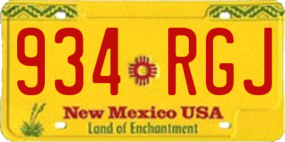 NM license plate 934RGJ