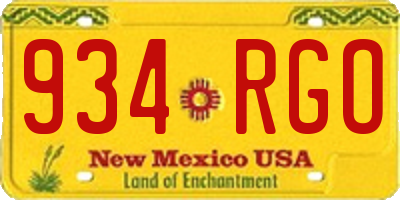 NM license plate 934RGO