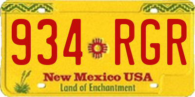 NM license plate 934RGR