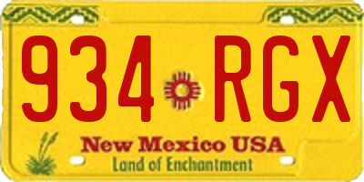 NM license plate 934RGX