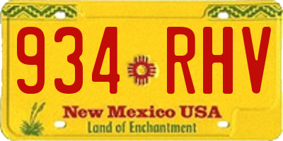 NM license plate 934RHV