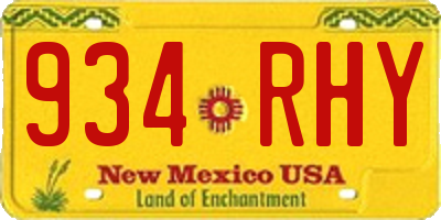 NM license plate 934RHY