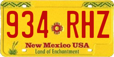 NM license plate 934RHZ