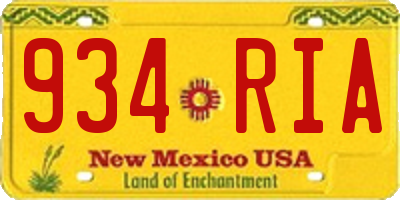 NM license plate 934RIA