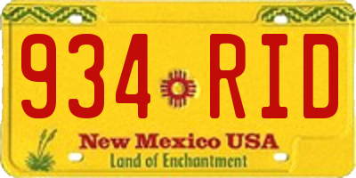 NM license plate 934RID