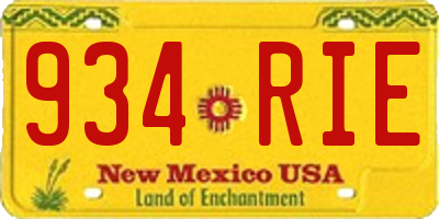 NM license plate 934RIE