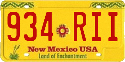 NM license plate 934RII