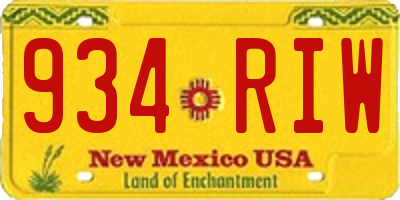 NM license plate 934RIW
