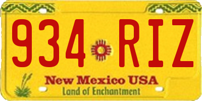NM license plate 934RIZ