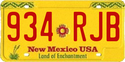 NM license plate 934RJB