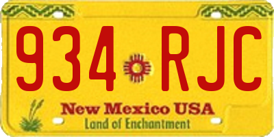 NM license plate 934RJC