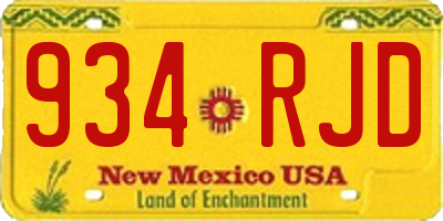 NM license plate 934RJD