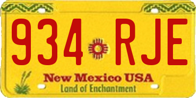 NM license plate 934RJE