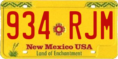 NM license plate 934RJM