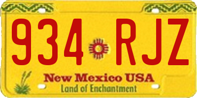 NM license plate 934RJZ