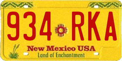 NM license plate 934RKA