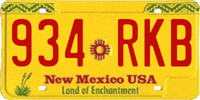 NM license plate 934RKB
