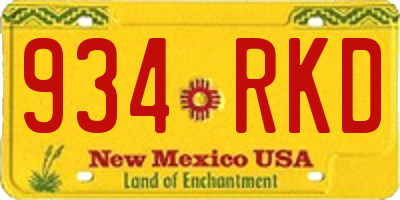NM license plate 934RKD