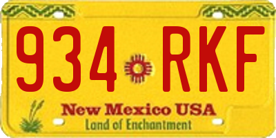 NM license plate 934RKF