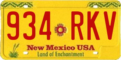 NM license plate 934RKV