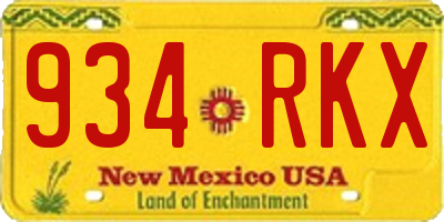 NM license plate 934RKX