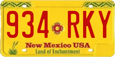 NM license plate 934RKY