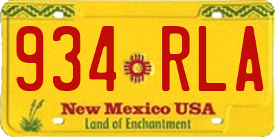 NM license plate 934RLA
