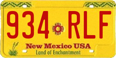 NM license plate 934RLF