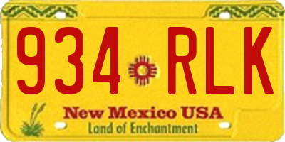 NM license plate 934RLK