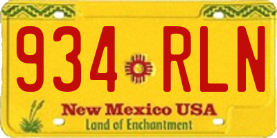 NM license plate 934RLN