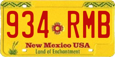 NM license plate 934RMB